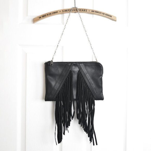 Steve Madden Handbags - Steve Madden Fringe Faux Leather Purse Clutch